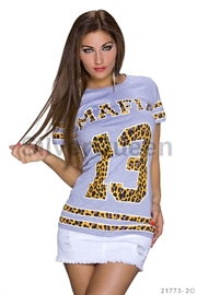 Lang T-shirt m. leopard